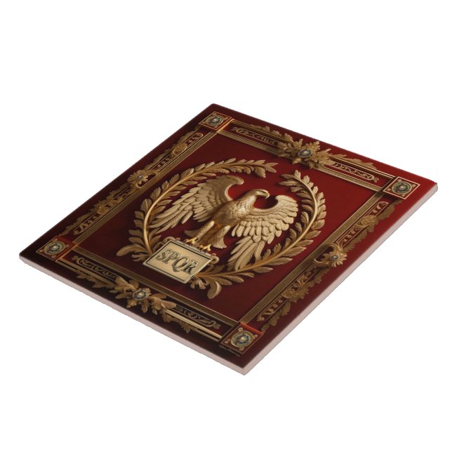 Gold Roman Kaiseradler über Rot Nr. 4 Fliese (Seite)