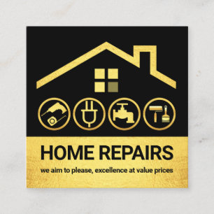 Gold Roof Frame Handyman Tools Quadratische Visitenkarte