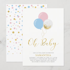 Gold, Rosa, Blue Balloons | Oh Baby Shooter Einladung