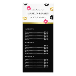 Gold & Rosa Lipstick-Markierungen Makeup-Preislist Werbekarte