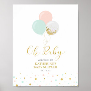 Gold Rosa Mint Geschlechtsneutrale Babyparty Begrü Poster
