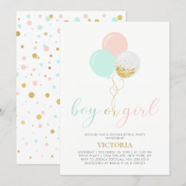 Gold, Rosa, Minze | Gender Reveal Baby Shower Einladung
