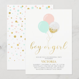 Gold, Rosa, Minze | Gender Reveal Baby Shower Einladung