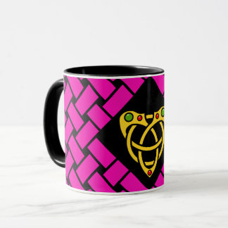 Gold/Rosa/schwarze Bänder/Webart, keltischer Tasse