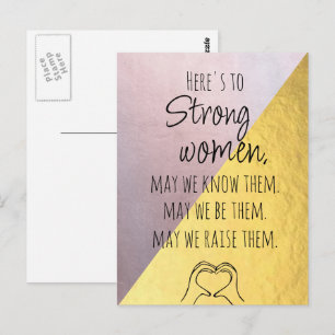 Gold Rosa Starke Frauen Motivations-Postkarte Postkarte