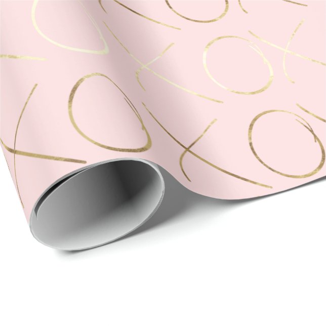 Gold Rosa XOXO Geschenkpapier (Rolleneckpunkt)
