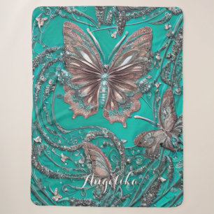Gold Rose Aquamarin Butterfly Personalisierter Nam Sherpadecke