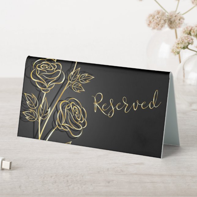 Gold-Rose auf Schwarz vorbehalten Tischaufsteller (In Situ (Tisch))