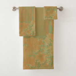 Gold & Rose Blumen & Kariert Badhandtuch Set