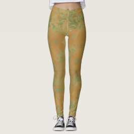 Gold & Rose Blumen & Kariert Leggings