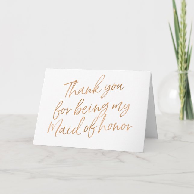 Gold Rose "Danke, dass du meine Trauzeugin bist" Dankeskarte (Vorderseite)
