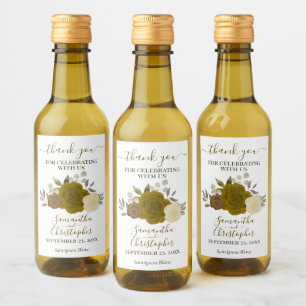 Gold Rose Elegant Boho Hochzeit Danke Mini Weinetikett