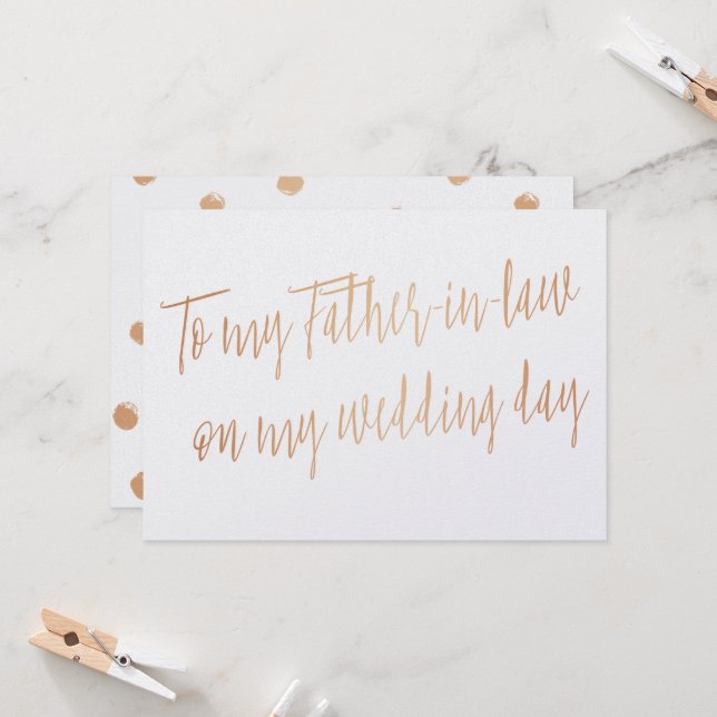 Gold Rose "Für meinen Schwiegervater am Hochzeitst Karte (Vorderseite/Rückseite Beispiel)