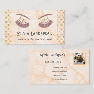 Gold & Rose Gold Glitzer Eyelashes & Foto Visitenkarte