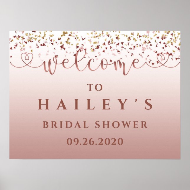 Gold Rose Gold Pink Champagner Brautparty Sign Poster (Vorne)