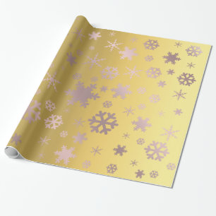 Gold & Rose Gold Weihnachtsschneeflockenmuster Geschenkpapier