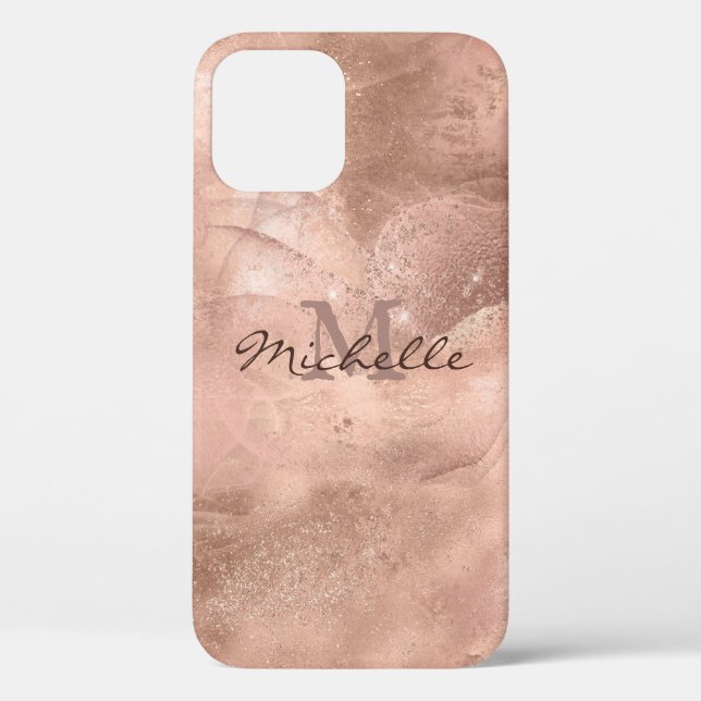 Gold-Rose-Marmor - elegantes Monogramm Case-Mate iPhone Hülle (Rückseite)