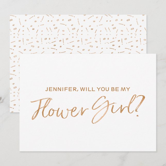 Gold Rose mit dem Titel "Werden Sie meine Blume?" Einladung (Vorne/Hinten)