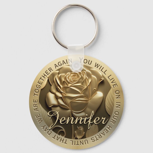 Gold-Rose mit Name-Memorial Schlüsselanhänger (Vorderseite)