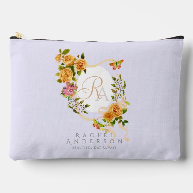 Gold-Rose-Multigram-Lila Drucktasche Zubehörtasche (Vorderseite)