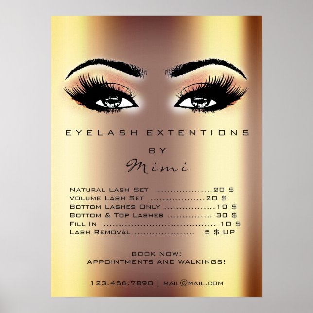Gold Rose Peach Makeup Artist Eyes Lashes Preise Poster (Vorne)
