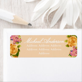 Gold Rose Ribbon Monogram Wedding Invitation Label