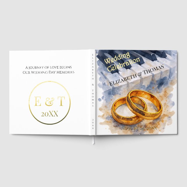  Gold Rose  Rings  Timeless Sophisticated Elegant Gästebuch (Voll)