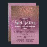 Gold Rose Rosa Triple Glitzer Ombre Sweet 16 Einladung<br><div class="desc">Diese junge, moderne und glitzernde 16 . Geburtstag-Geburtstagsfeier eignet sich perfekt für den besonderen Tag Ihrer Teenagertochter. Die Imitate sind goldbedruckt in Rose Rosa in rot-rosa funkelnd Glitzer ombre Farbverlauf. Es ist schick, elegant, hübsch, einzigartig und cool; all die Qualitäten, die Ihre Tochter für ihr Party will, laden ein. ***WICHTIGE...</div>