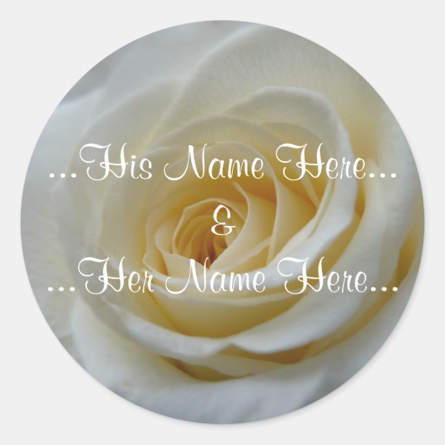 Gold-Rose-Sticker Romantische Rose Hochzeitskleber Runder Aufkleber (Vorderseite)