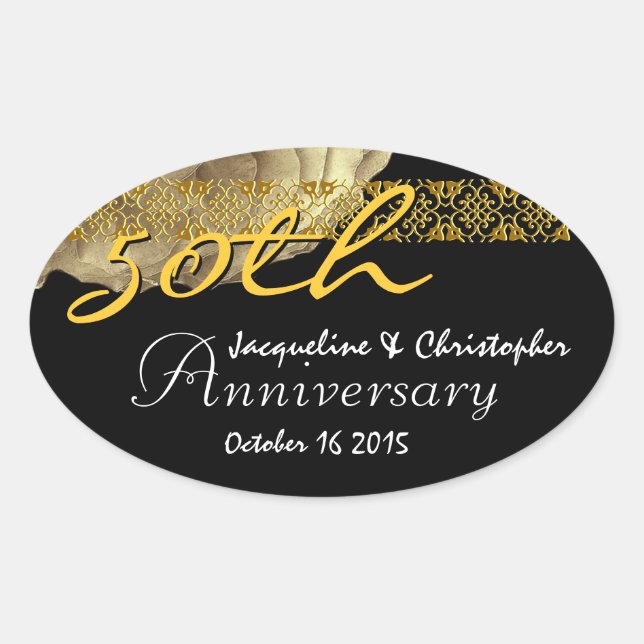 GOLD Rose Sticker zum 50. Jahrestag (Vorderseite)
