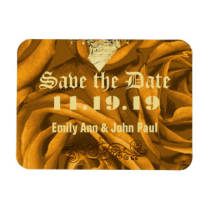 Gold-Rose und Herz-Wirbel Hochzeiten speichern das Magnet