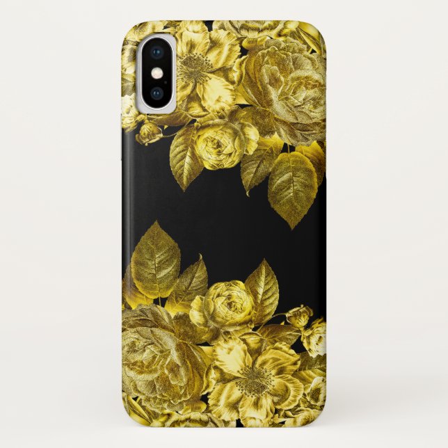 Gold Rose und schwarzer Marmor Case-Mate iPhone Hülle (Rückseite)