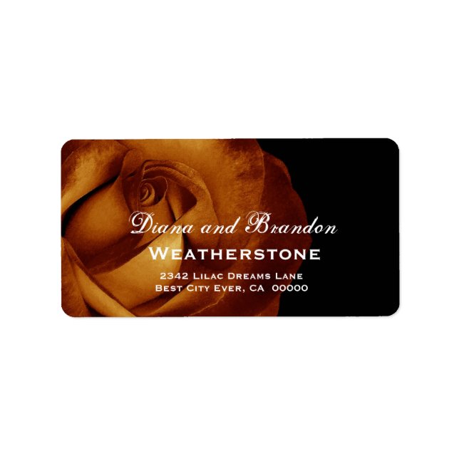 Gold Rose Wedding A002 Adressaufkleber (Vorne)