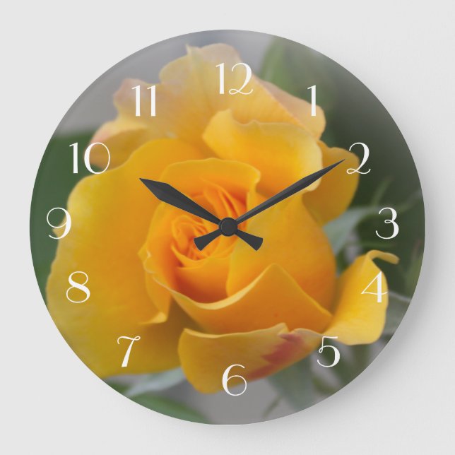 Gold Rosenknospe Große Wanduhr (Vorderseite)