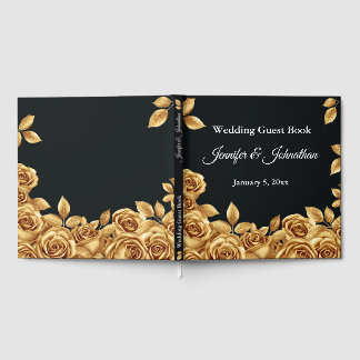 Gold Roses Custom Background Wedding  Gästebuch