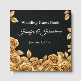 Gold Roses Custom Background Wedding  Gästebuch