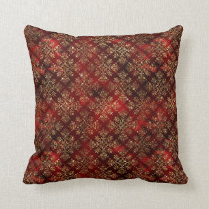 Gold Rot Burgund Metallisch Damast Elegant Chic Kissen