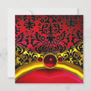 GOLD ROT SCHWARZ DAMAST RUBIN EDELSTEIN MONOGRAMM EINLADUNG