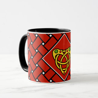 Gold/Rot/Schwarze Bänder/Weber, keltischer Herzkno Tasse