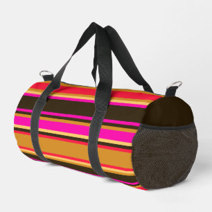 Gold-, Rot- und Magenta Striped Cut Nähtasche Duffle Bag