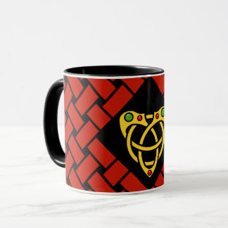 Gold/rote/schwarze Bänder/Webart, keltischer Tasse