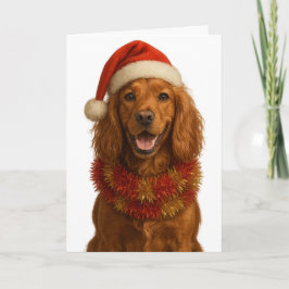 Gold / roter Cocker Spaniel Frohe Weihnachtskarte Karte