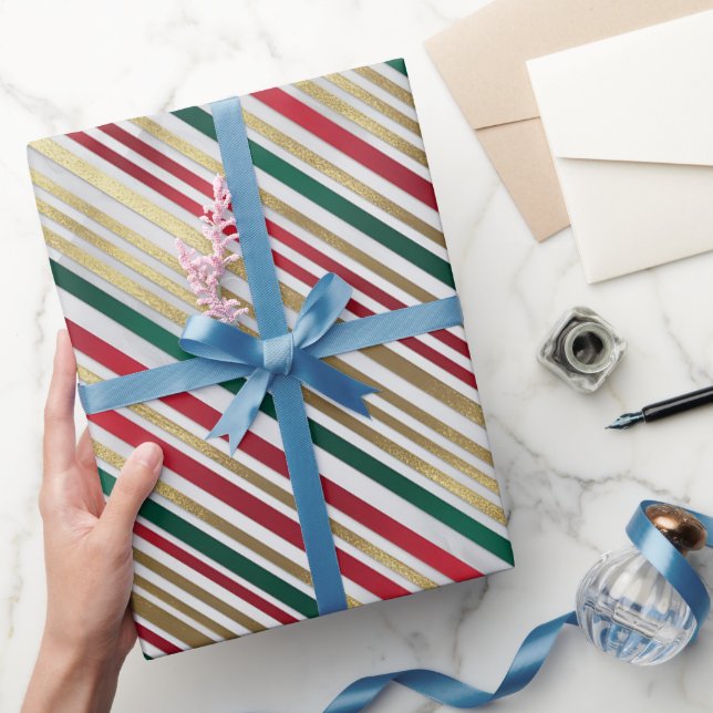 Gold rotes Stripteppichpapier Geschenkpapier (Schenken)