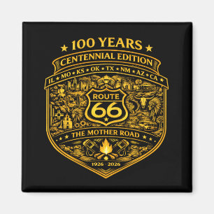 Gold Route 66 Jahrhundert-Jubiläum 100 Jahre Magnet