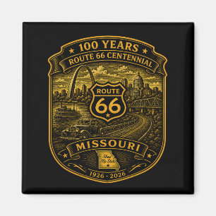 Gold Route 66 Missouri Jubiläum 100 Jahre Magnet