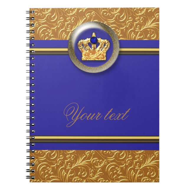 Gold & Royal Blue Crown Elegantes Storybook Journa Notizblock (Vorderseite)