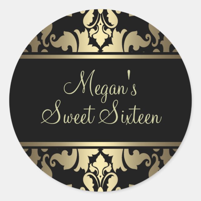 Gold Royal Damask Sticker (Vorderseite)