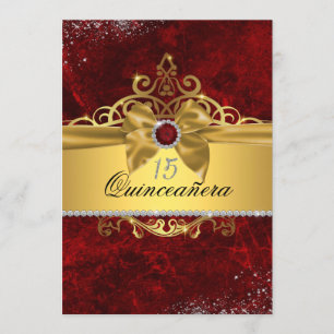 Gold Ruby Red Quinceanera Invite Einladung