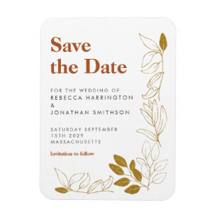 Gold Rust Leaf Terracotta Hochzeit retten das Datu Magnet