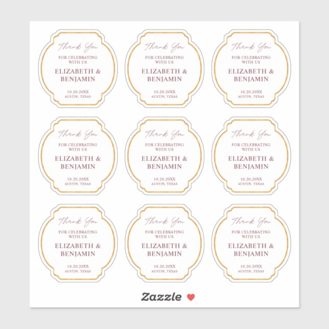Gold Rustic Boho Chic Wildflower Wedding Thank You Aufkleber (Blatt)